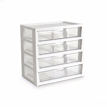 Clear Desk Organizer 4 tier with Drawers for Office Supplies
