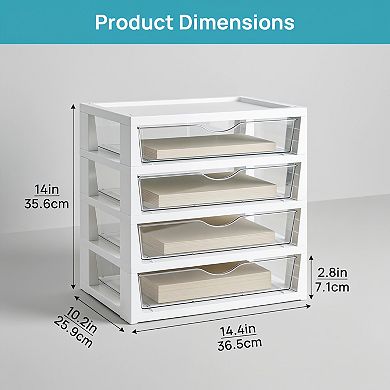 Clear Desk Organizer 4 Tier with Drawers for Office Supplies