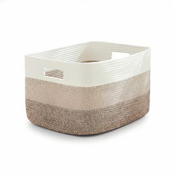 Rectangle Woven Blanket Basket 65L for Laundry and Storage