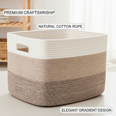 Rectangle Woven Blanket Basket 65L for Laundry and Storage