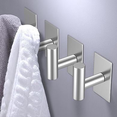 2-Pack Wall-Mount Heavy Duty Sticky Hooks, Waterproof for Towels & Clothes