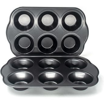 2-Pack Nonstick Muffin Pans, 6 cup Carbon Steel, Heavy-Duty for Muffins & Cupcakes
