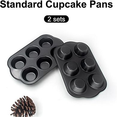 2-Pack Nonstick Muffin Pans, 6-Cup Carbon Steel, Heavy-Duty for Muffins & Cupcakes