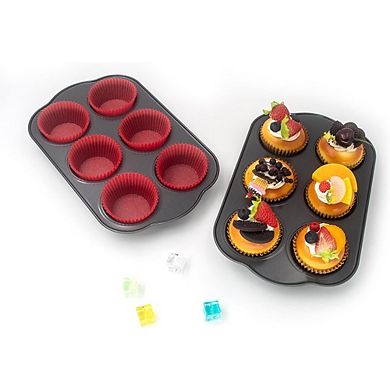 2-Pack Nonstick Muffin Pans, 6-Cup Carbon Steel, Heavy-Duty for Muffins & Cupcakes