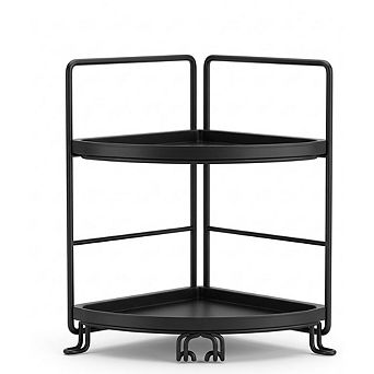 2 tier Corner Counter Organizer Shelf, Bathroom & Vanity Storage, Chrome/Black