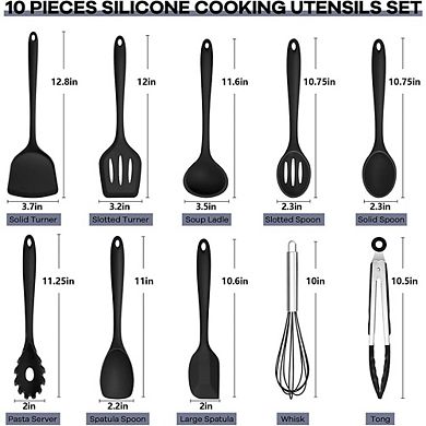 10-Piece Silicone Cooking Utensil Set, Heat-Resistant, Nonstick Safe