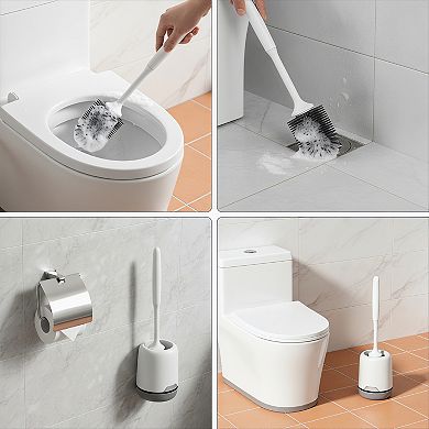 Silicone Toilet Brush Set 2 Pack with Ventilated Holder