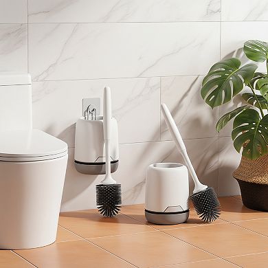 Silicone Toilet Brush Set 2 Pack with Ventilated Holder