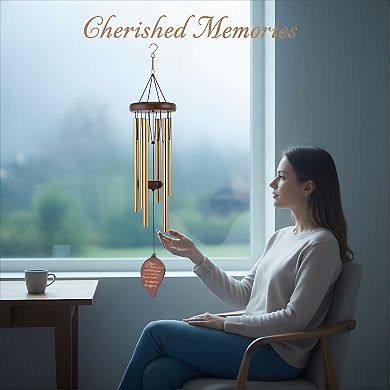 Wooden Memorial Wind Chimes for Outside Sympathy Gift