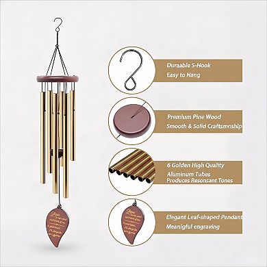 Wooden Memorial Wind Chimes for Outside Sympathy Gift