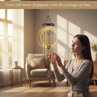 Wooden Memorial Wind Chimes for Outside Sympathy Gift
