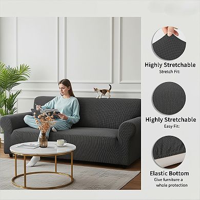 Stretch Loveseat Slipcover 1 Piece with Elastic Bottom