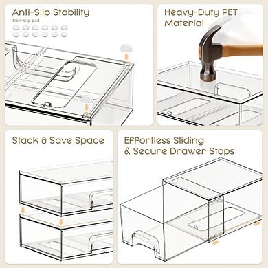 3-Pack Clear Acrylic Stackable Storage Drawers, Multi-Purpose Organizer