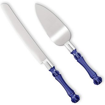Cake Knife and Server Set, Cutter and Pie Spatula, Cake Server and Knife Set with Acrylic Crystal