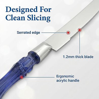 Cake Knife and Server Set, Cutter and Pie Spatula, Cake Server and Knife Set with Acrylic Crystal