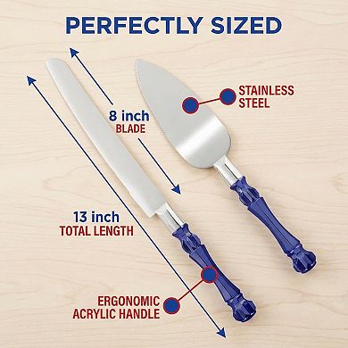 Cake Knife and Server Set, Cutter and Pie Spatula, Cake Server and Knife Set with Acrylic Crystal