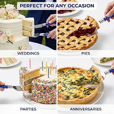 Cake Knife and Server Set, Cutter and Pie Spatula, Cake Server and Knife Set with Acrylic Crystal