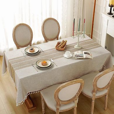 Rustic Tablecloth Cotton Linen Waterproof Spring Tablecloth Burlap Table Cloths 55''x70'',4-6 Seats
