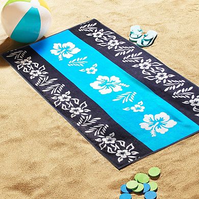 SUPERIOR Hibiscus Floral Cotton Beach Towel