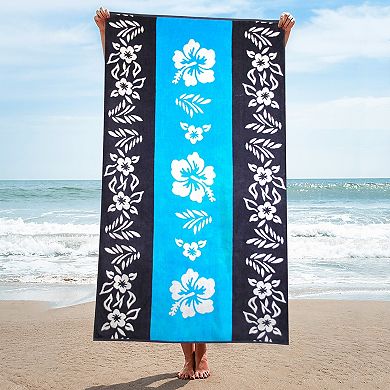 SUPERIOR Hibiscus Floral Cotton Beach Towel