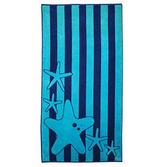 SUPERIOR Starfish Striped Cotton Beach Towel