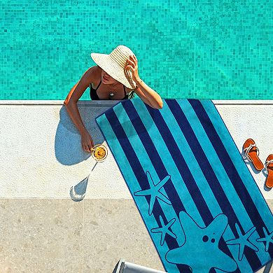 SUPERIOR Starfish Striped Cotton Beach Towel