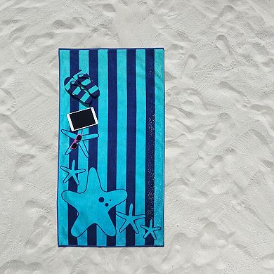 SUPERIOR Starfish Striped Cotton Beach Towel