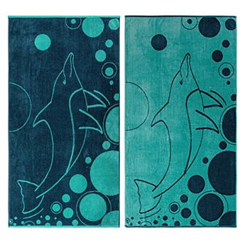 SUPERIOR Egyptian Cotton Dolphin 2 pc Towel Set