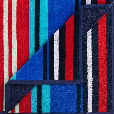 SUPERIOR Cotton Nautical Stripe 2-Piece Beach Towel Set