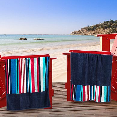 SUPERIOR Cotton Nautical Stripe 2-Piece Beach Towel Set