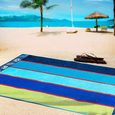 SUPERIOR Coastal Striped Sea Shell Border Lightweight Beach Towel