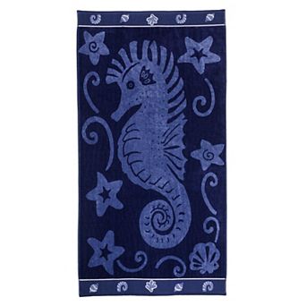 SUPERIOR Seahorse Shells Cotton Beach Towel