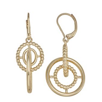 Napier Gold Tone Beaded Round Double Drop Earrings
