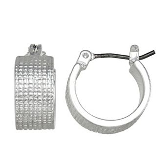 Napier Silver Tone Smooth Huggie Earrings