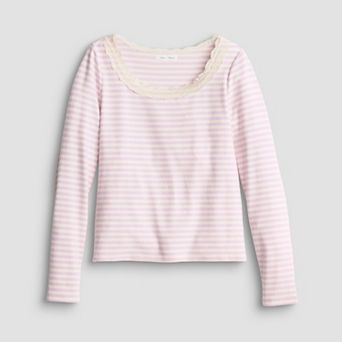 Girls 7-16 Sea + Skye Hacci Knit Stripe Long Sleeve Top