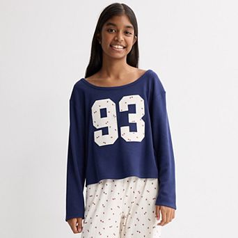 Girls 7-16 Sea + Skye Waffle Long Sleeve Number Tee