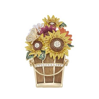 Napier Gold Tone Elevated Flower Basket Pin