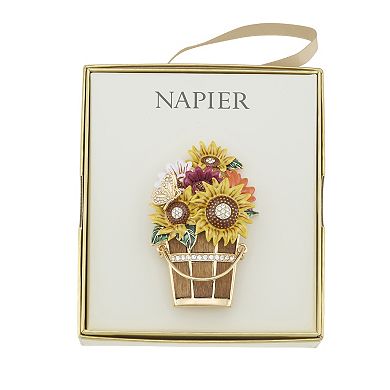 Napier Gold Tone Elevated Flower Basket Pin