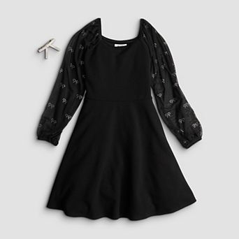 Girls 7-16 Speechless Rhinestone Mesh Sleeve Dress