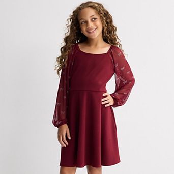 Girls 7-16 Speechless Rhinestone Mesh Sleeve Dress