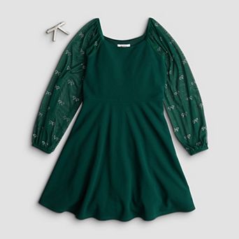 Girls 7-16 Speechless Rhinestone Mesh Sleeve Dress
