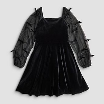Girls 7-16 Speechless Bow Trimmed Mesh Sleeve Dress