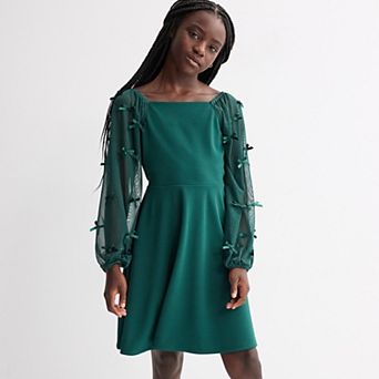 Girls 7-16 Speechless Bow Mesh Sleeve Dress