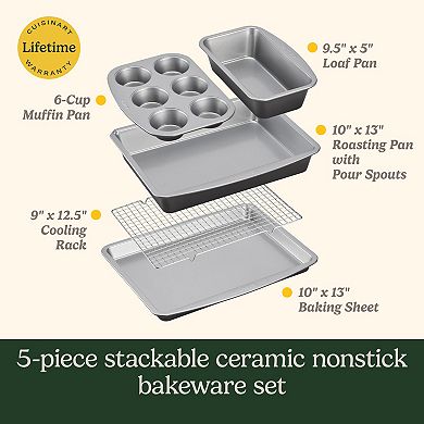 Cuisinart® 5-Piece Stackable Ceramic Nonstick Bakeware Set
