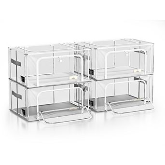 Sorbus Small Foldable Clear Plastic Storage Bags with Metal Frame & Carry Handles Organization
