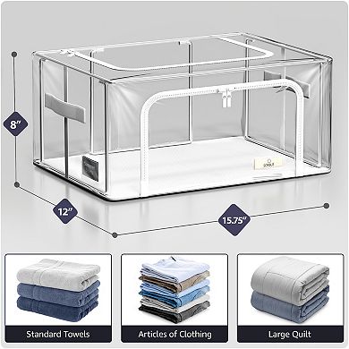 Sorbus Small Foldable Clear Plastic Storage Bags with Metal Frame & Carry Handles Organization