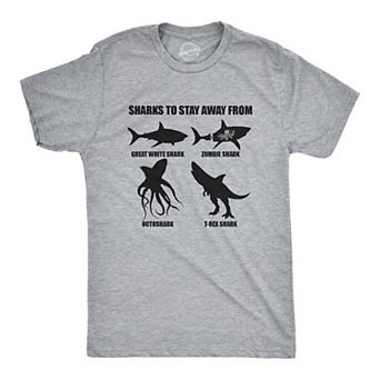 Mens Sharks to Stay Away From T Shirt Funny Ridiculous Sharks Joke Tee for Guys