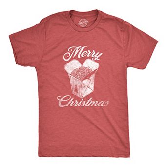 Mens Merry Christmas Takeout T Shirt Funny Delicious Xmas Lo Mein Tee for Guys