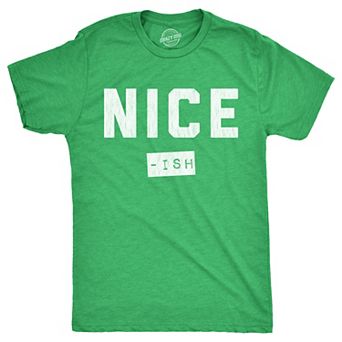 Mens Nice Ish T Shirt Funny Xmas Party Santas List Joke Tee for Guys