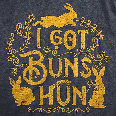 Mens I Got Buns Hun T Shirt Funny Easter Sunday Bunny Rabbit Joke Tee for Guys